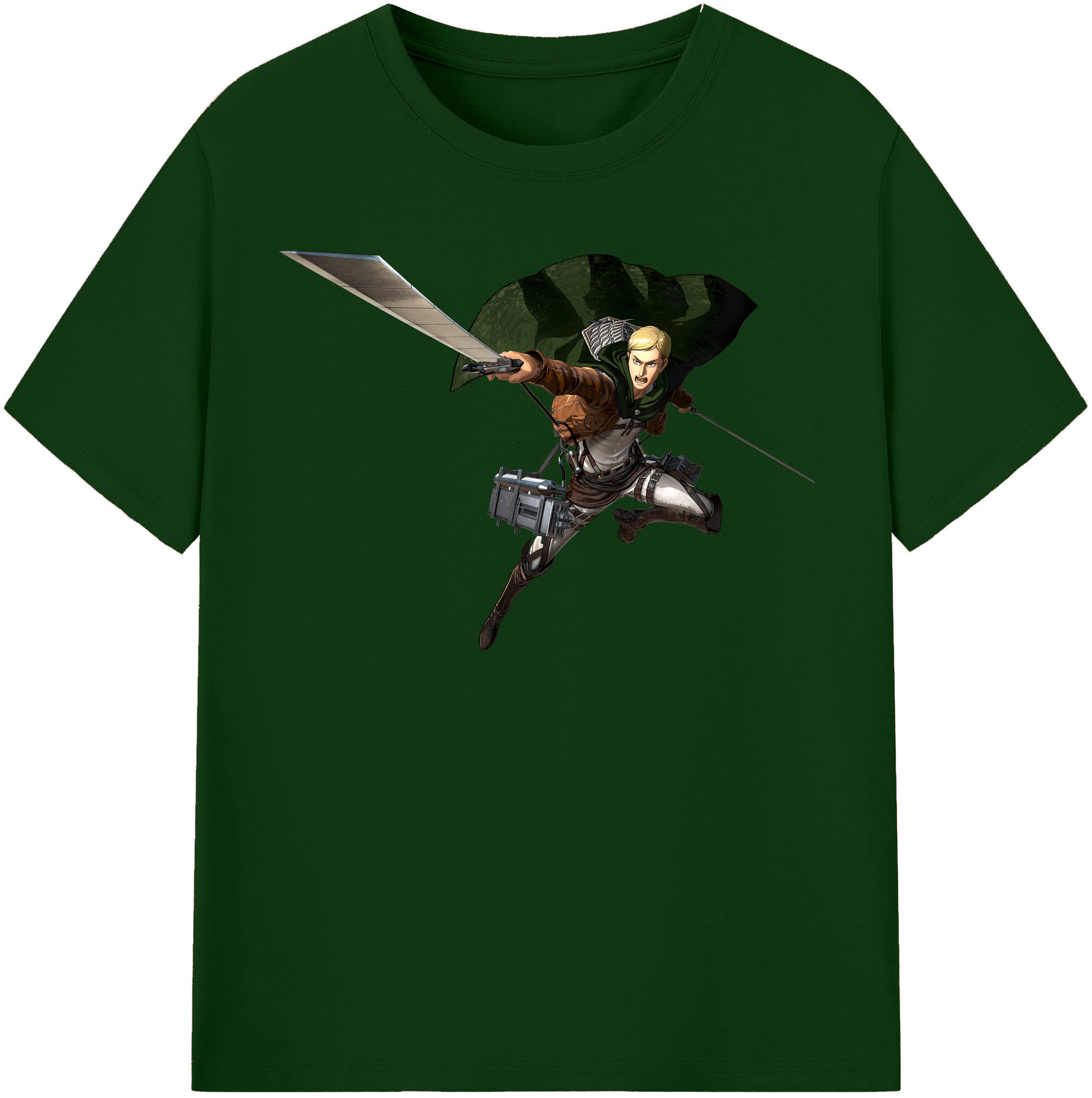 （画像用） 進撃の巨人 エルヴィン・スミス Attack on Titan Erwin Smith 綿100％半袖Tシャツ（フロントプリント）